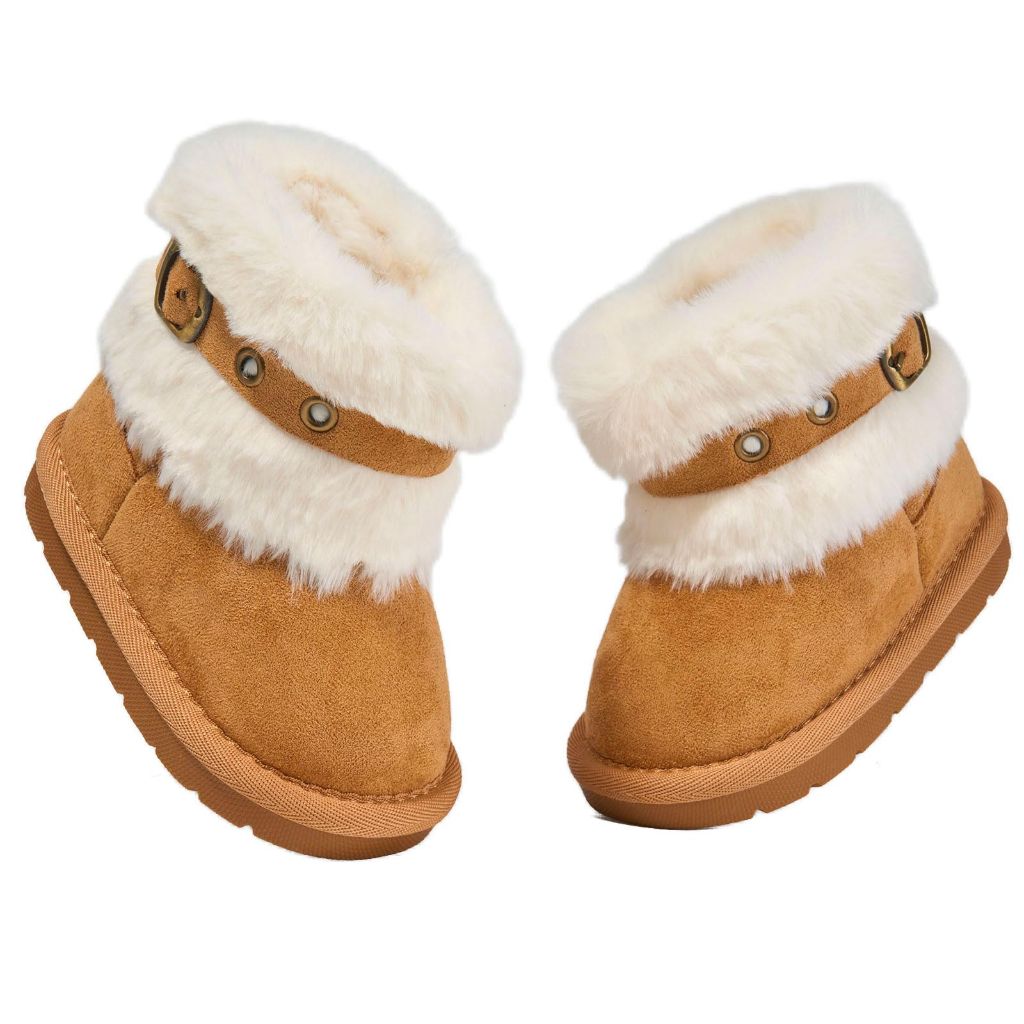 Newsonet Baby Snow Winter Boots, Camel, Size 12-18 Months Toddler
