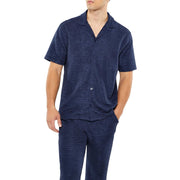SZ 2XL, Forever 21 Men's Textured Cuban-Collar Shirt | Blue