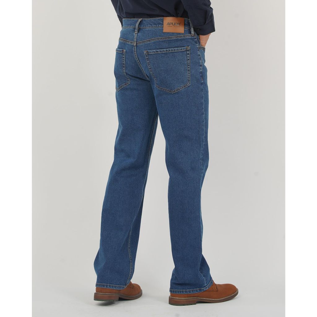 APUOR Men's Relaxed Fit Flex Jeans Straight loose fit Jeans Blue W42xL32