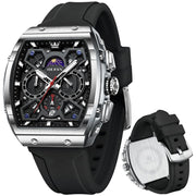 OLEVS Men's Square Military Sport Large Waterproof Multifunction Watch