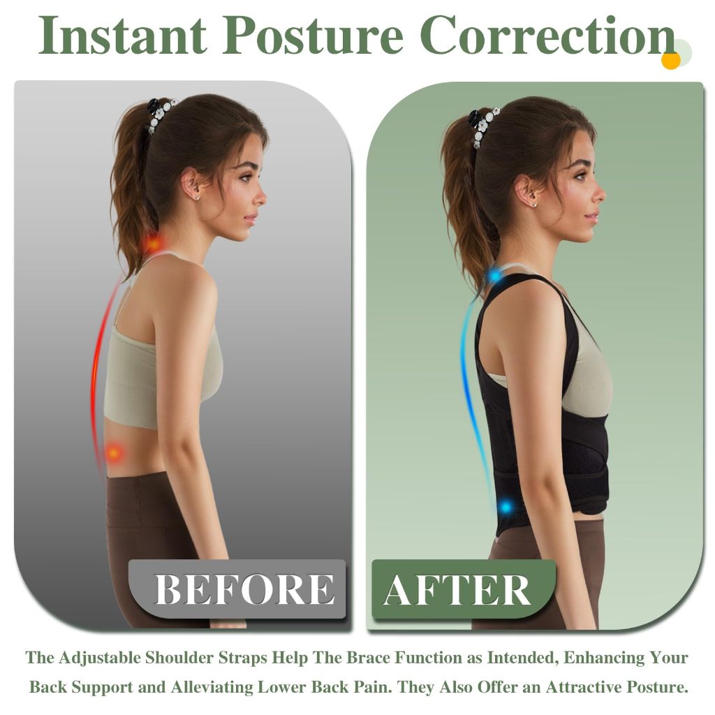 Xihan Back Brace & Posture Corrector, Black, SZ  L