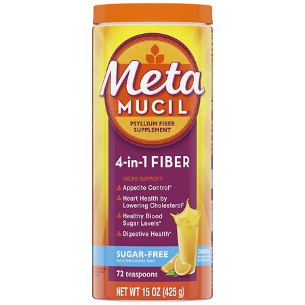 Metamucil Psyllium GLP-1 Friendly Fiber Supplement Sugar Free Powder - Orange - 2.4g Fiber Per Serving - 15oz