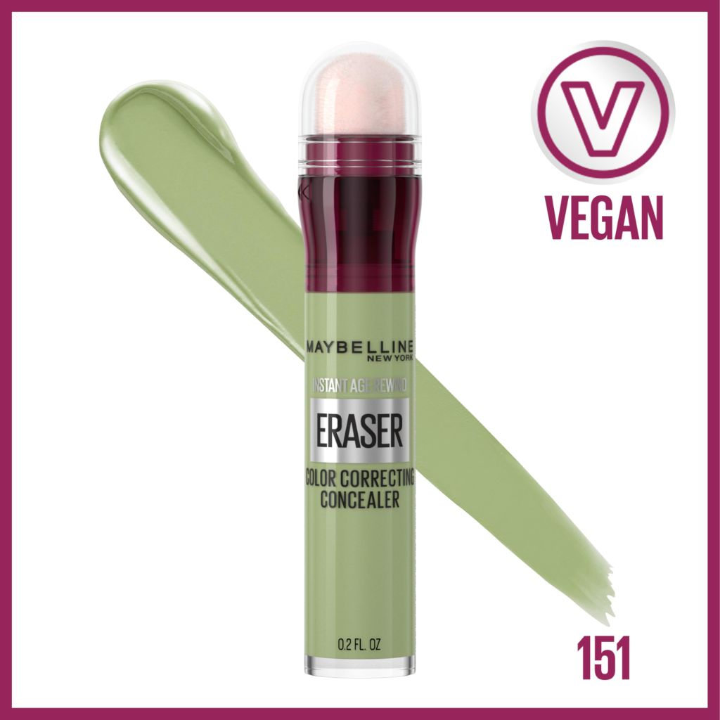 Maybelline Instant Age Rewind Instant Eraser Color Correcting Concealer, Wear, Green Color Corrector, 151,  0.2oz