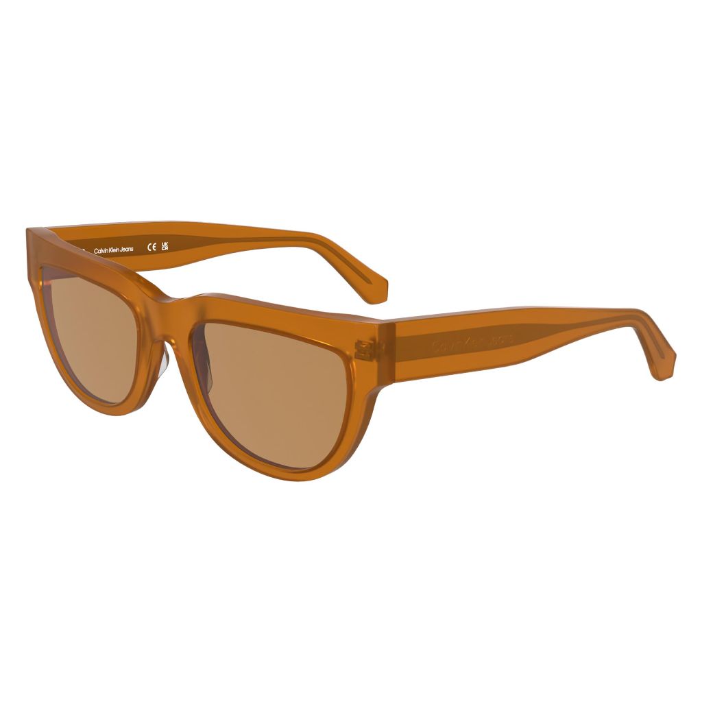 CALVIN KLEIN JEANS Women's Sunglasses CKJ25600S - Brown To Havana with Solid Orange Lens
