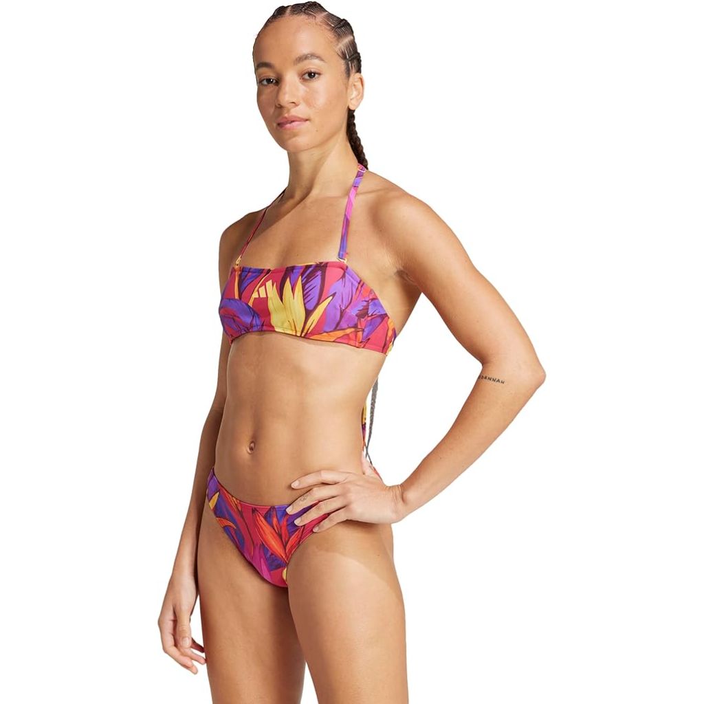 adidas Women's Farm Neckholder Bikini Top - Bold Pink/Semi Spark, Large