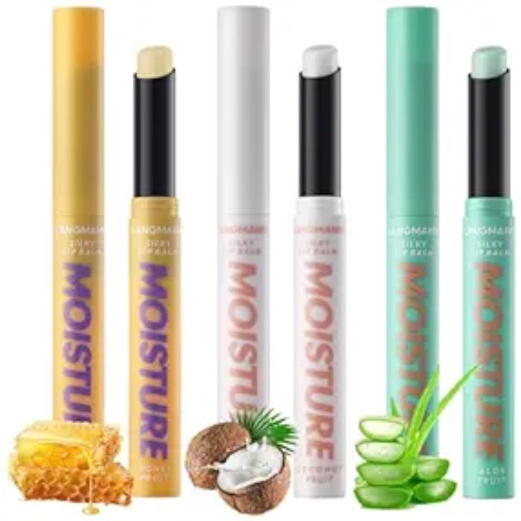 Jolilab Tinted LipBalm Color Change Silky Texture Fruit Flavoured for Lip Long Lasting Taste Waterproof Moisturizing Hydrating Lip Make-up for for Women and Girls（honey+coconut+aloe）