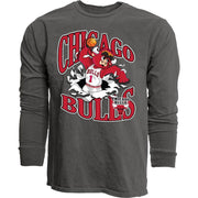 Chicago Bulls NBA Officially Licensed Long Sleeve T-Shirt Ringspun Slam Mascot Black, Medium