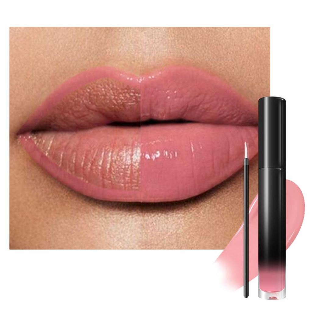 KAELY Nude Pink Shiny Longwear No-Budge Liquid Lip Color Lipstick Makeup, Highly Pigmented Color, #19
