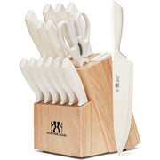 Hunter.Dual Kitchen Knife Block Set, Self-Sharpening, Dishwasher Safe - Beige, 15pcs.
