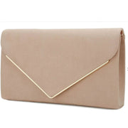 Suede Evening Clutch Bag with Detachable Chain & Magnetic Snap for Wedding, Prom & Formal Events