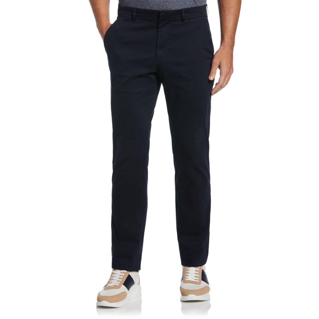 SZ 33W x 32L Perry Ellis Portfolio Men's Essentials Slim Fit Cotton Active Waistband Dress Pant | Dark Sapphire