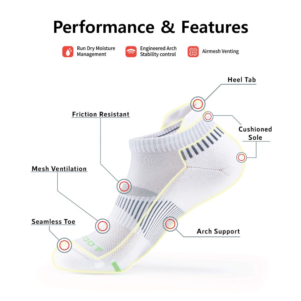 MONFOOT Adult 10 Pairs Silky Dry Athletic Cushion Ankle Socks, White & Black - Large Multipack