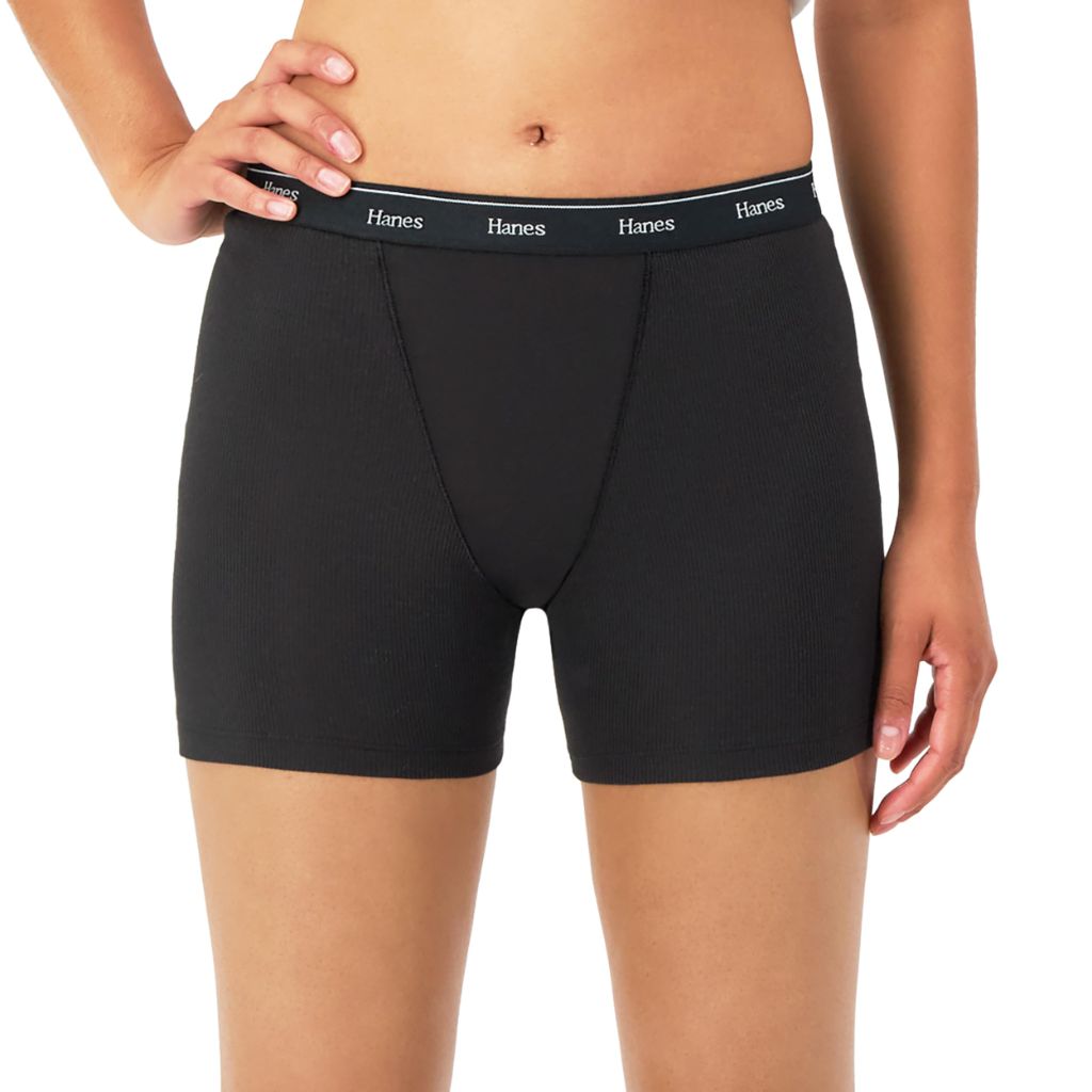 Hanes Women's Originals Mid-Thigh Boxer Brief Pack, Assorted, 4-Pack, Small