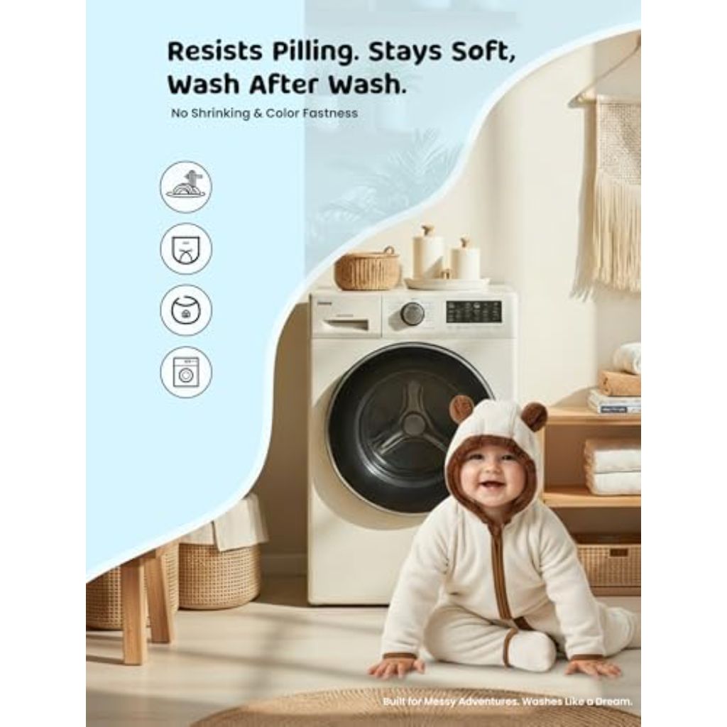 PATPAT Fleece Hooded Footed Clothes, Soft Warm Footie Covers, Car Seat Friendly, Easy Zip,Cute Romper Newborn Infant Jumpsuit