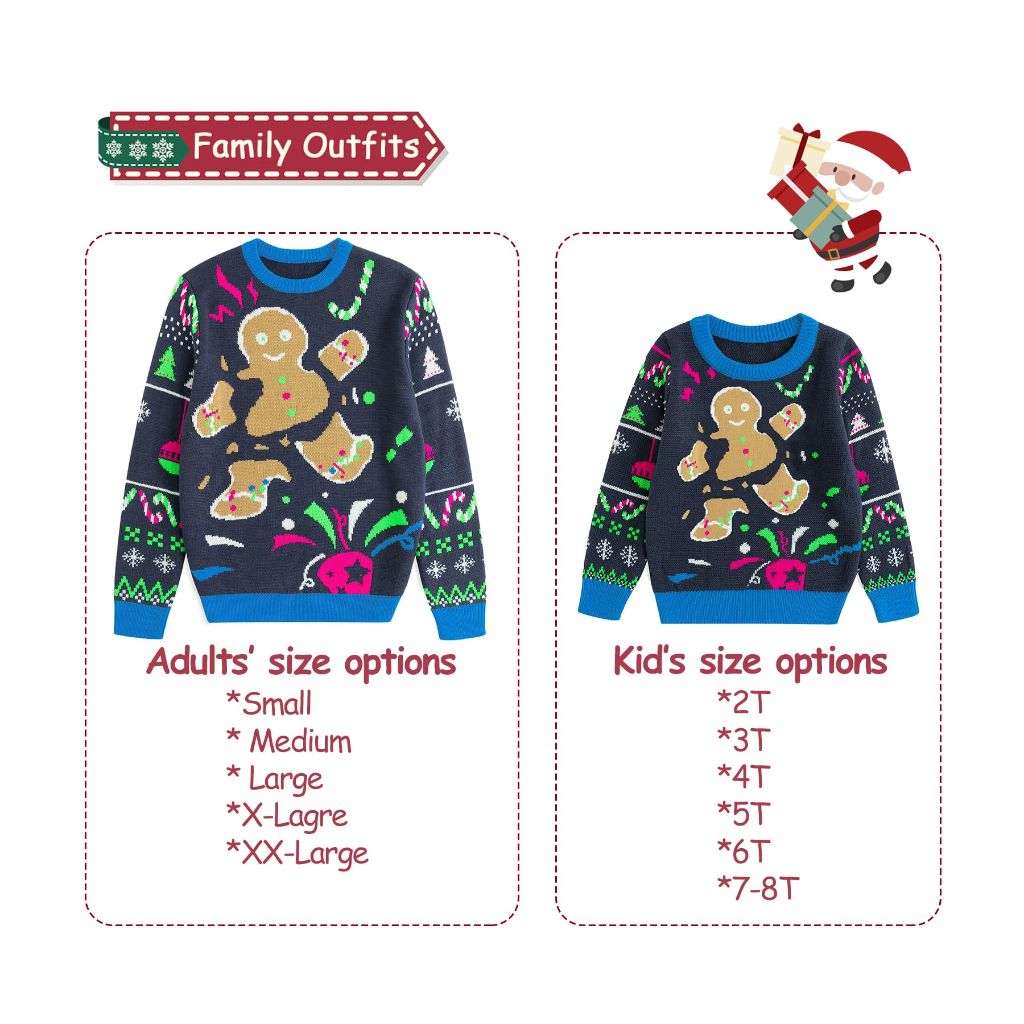 Simplee kids Ugly Christmas Sweater Family Matching Outfits for Men Women Knitted Pullover Blue