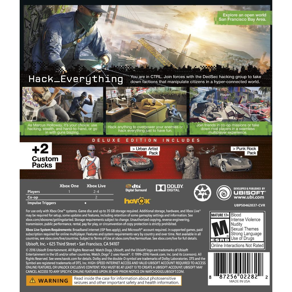 Watch Dogs 2: Deluxe Edition (Includes Extra Content) - Xbox One