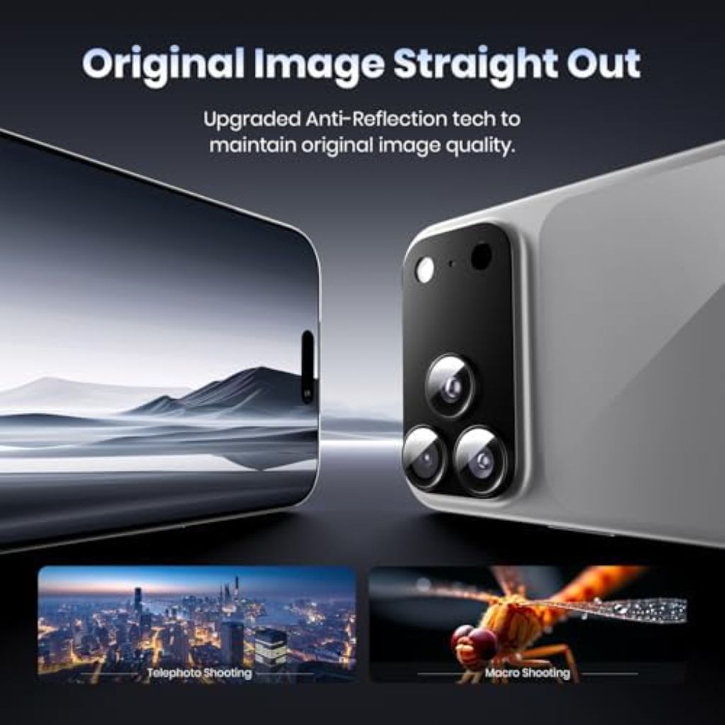 Hoerrye for iPhone 17 Pro Camera Lens Protector - [12FT Shatterproof Military Grade] [Strong Adsorption] Metal 9H+ Tempered Glass Camera Screen Full Cover Case Friendly,Black