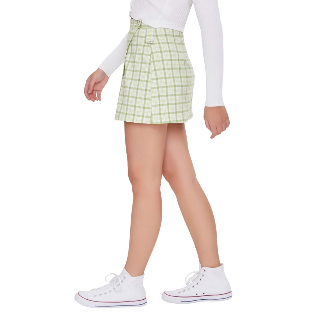 Forever 21 Plaid Mini Skirt Avocado/Multi Medium