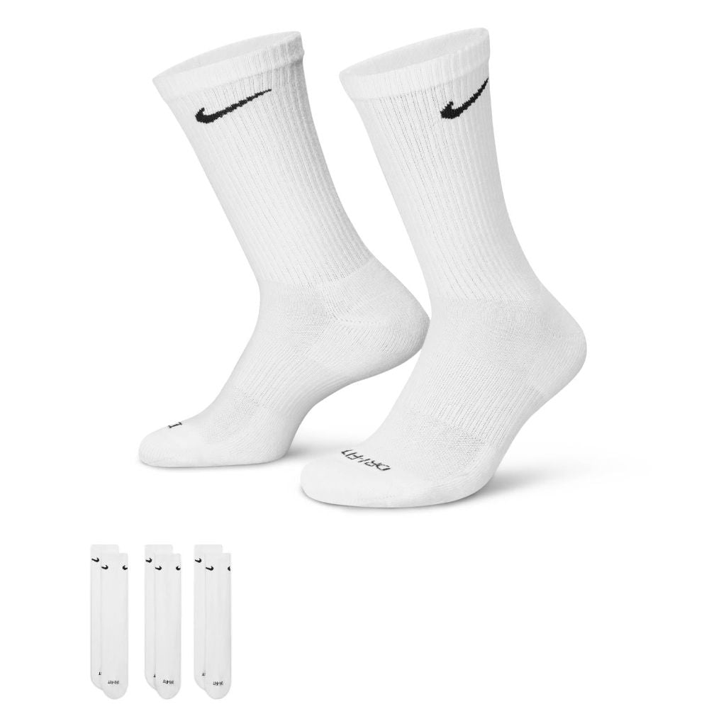 Nike Men's Everyday Plus Cushioned Training Crew Socks, White, 6-7.5