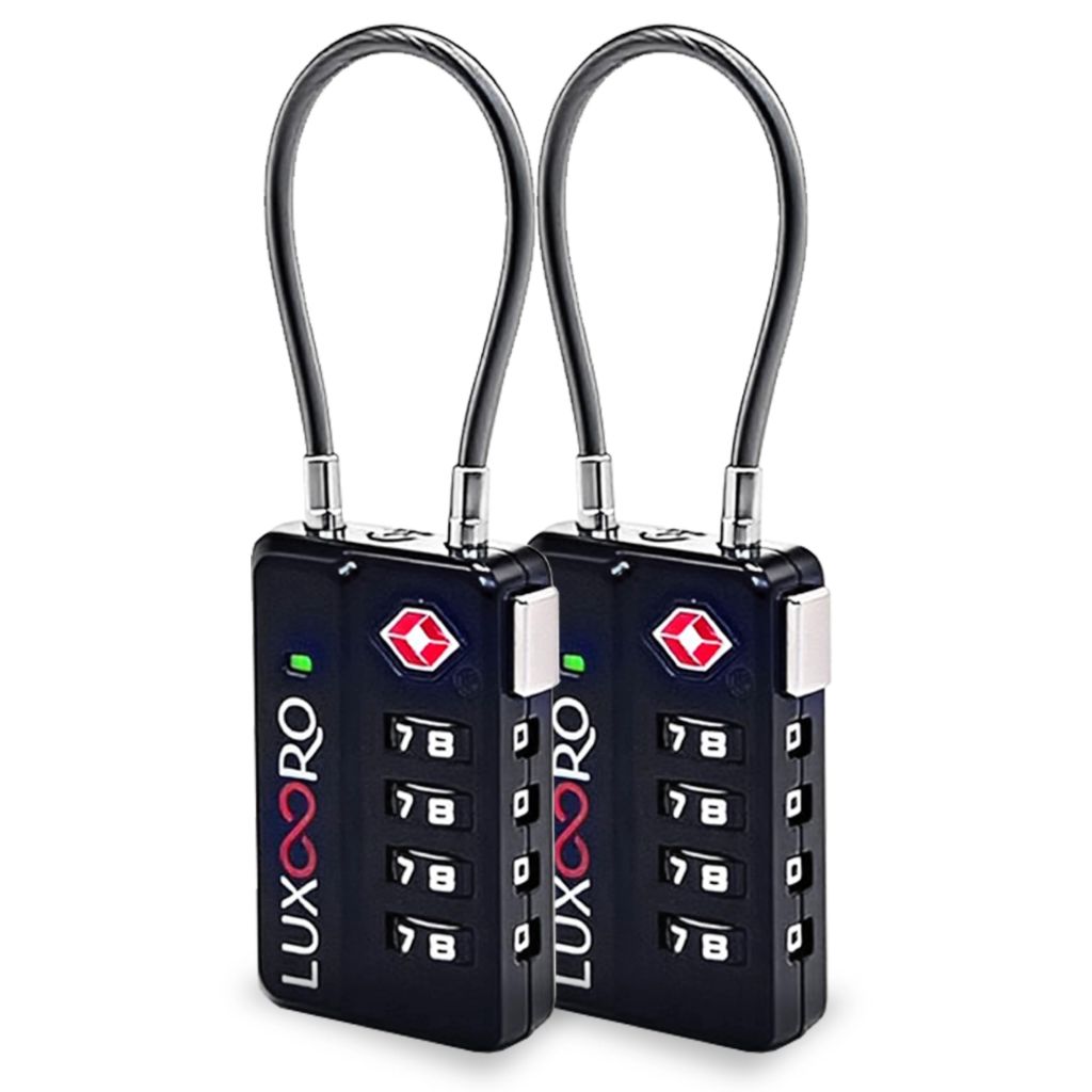 LUXOORO Tool-Less TSA Approved Luggage Lock with Alert Indicator, Black (2 Pack)