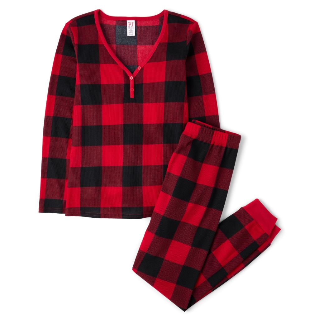 The Children's Place Baby Women's Family Matching, Thermal Pajamas Sets, Red Buffalo Plaid-Adult Mom (Size XS/TP)