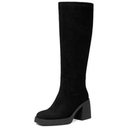 SZ 7.5, Tscoyuki Black Boots Knee High: Suede Fall Boots, Size 7.5