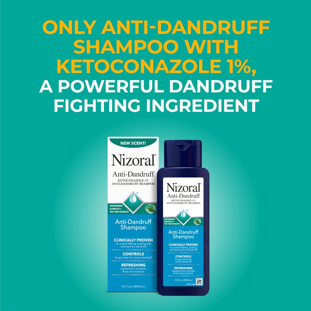 Nizoral Anti-Dandruff Shampoo with 1% Ketoconazole, 14 Fl Oz, Peppermint and Tea Tree Scent