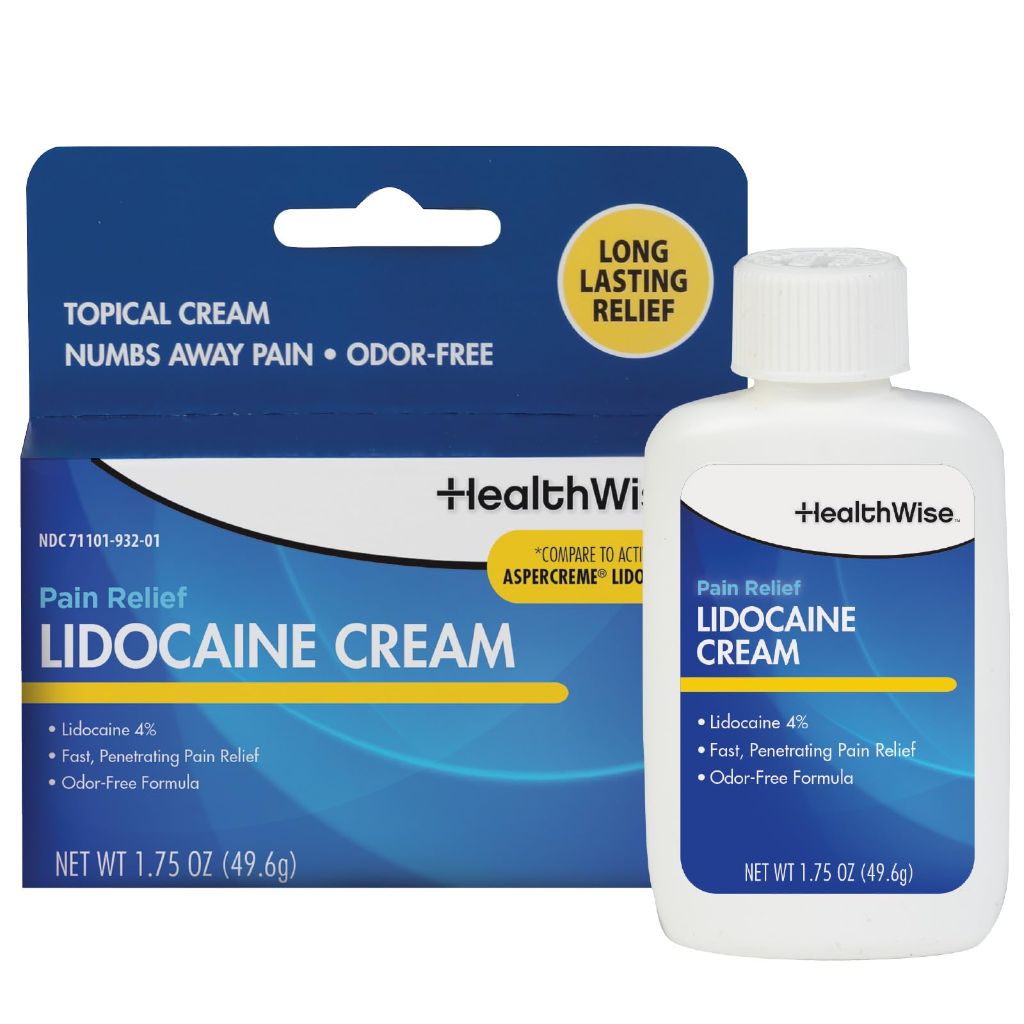 HealthWise Maximum Strength Lidocaine Cream, 4% - 1.75oz