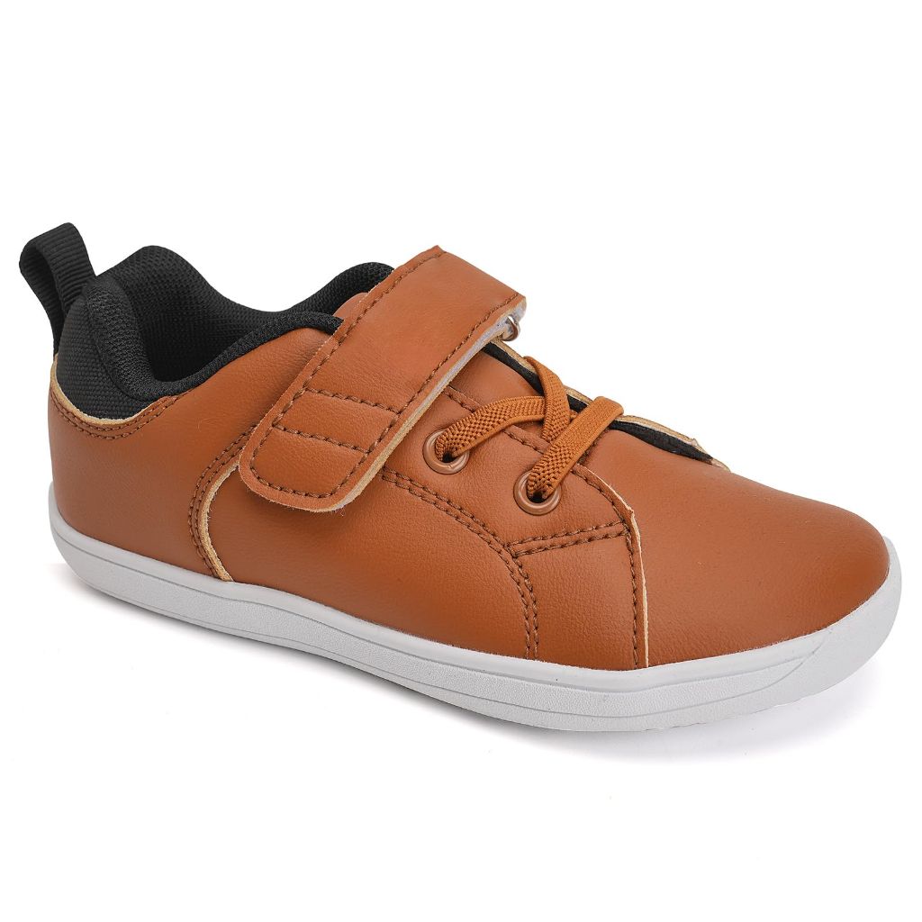 WateLves Toddler Little Kid Wide Barefoot Leather Sneakers (Brown, Size 6T)