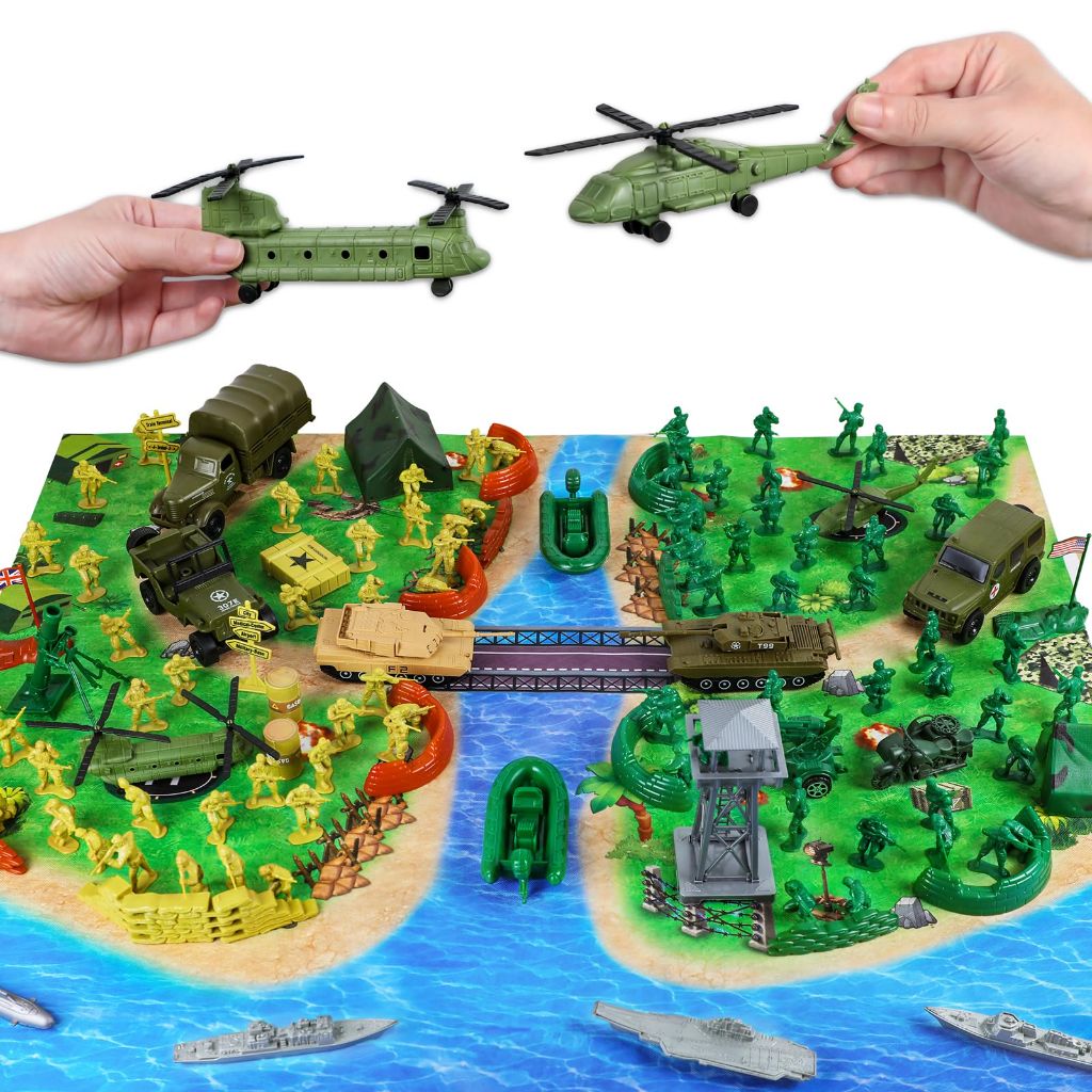 Army Men Military Toys for Boys Age 3-12, 124 Pcs Plastic Army Men Playset