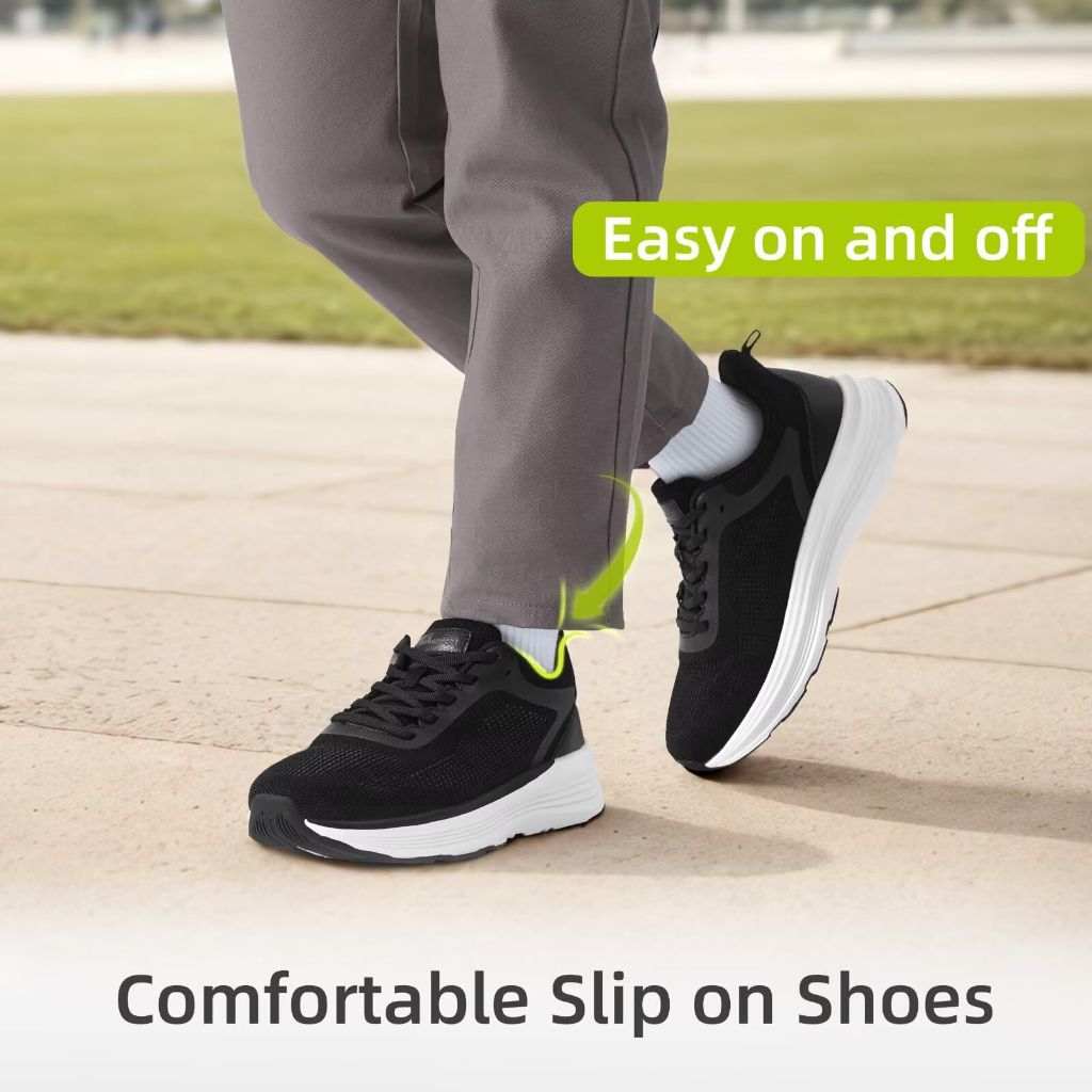 Men's Orthopedic Fashion Sneakers, Black - size 11.5 (45.5)