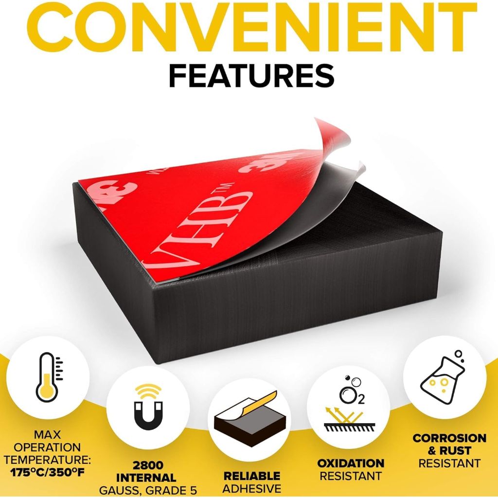 Strong Ceramic Square Magnets With Adhesive Backing (0.8x0.2"/20x5mm, 48 pcs)