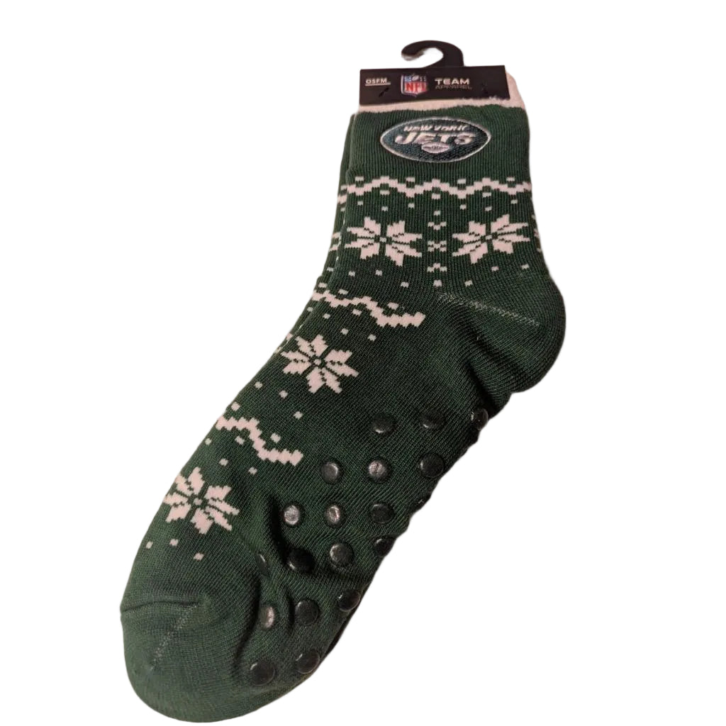 For Bare Feet NFL NEW YORK JETS Snowflake Lane Cozy Cabin Sock Team Color OSFM