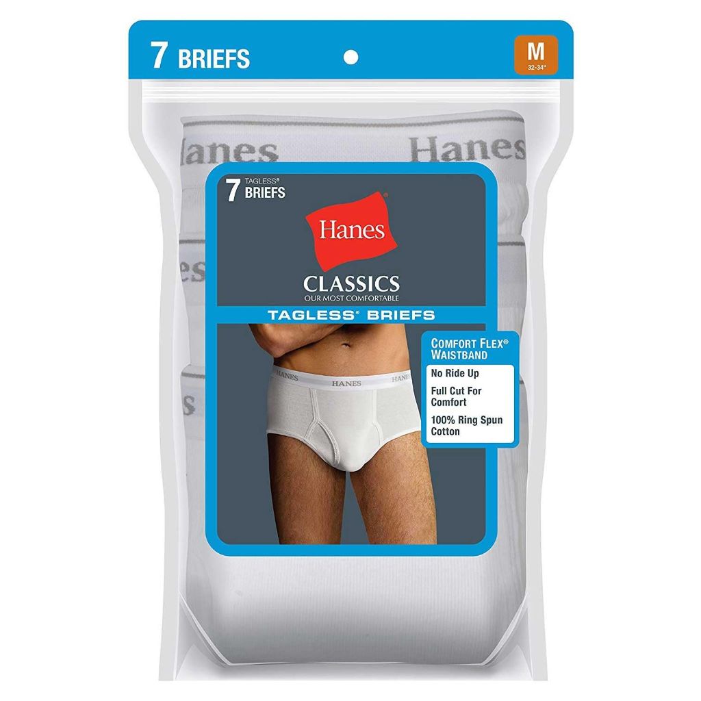 SZ L, Hanes Ultimate mens Ultimate Tagless With Comfortflex Waistband - White 7 Pk