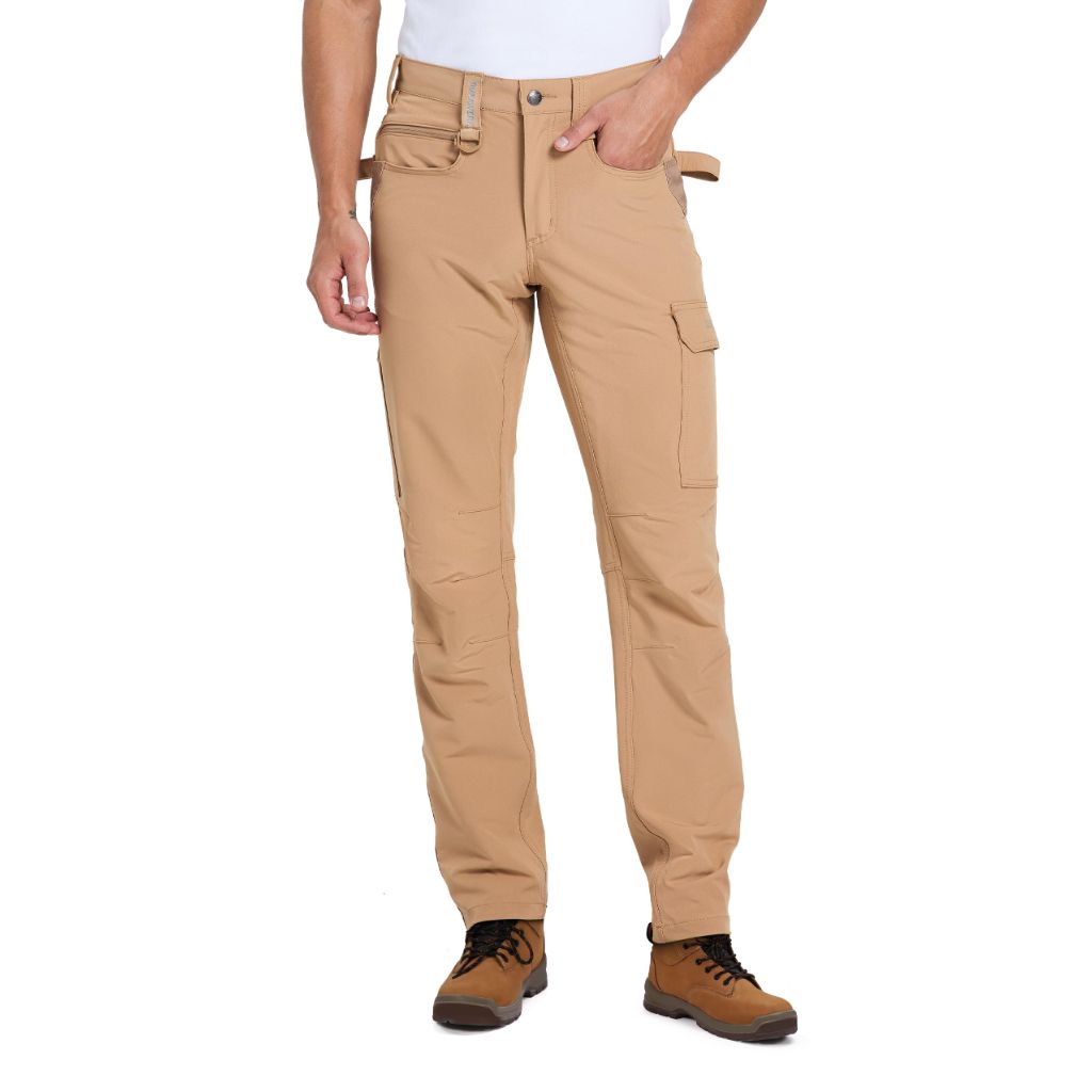 DURAWERK Men's 4-Way Stretch Cargo Pants - Khaki, 34W X 32L