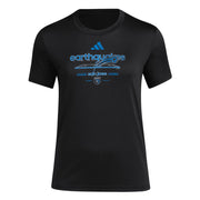 SZ XL, Adidas Womens San Jose Earthquakes Pre-Game Short Sleeve Soccer T-Shirt | Black / Blue