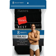 Hanes Men's Best Tagless Ring Spun Cotton Briefs - Black/Gray, Size 2XL (8 Pair)