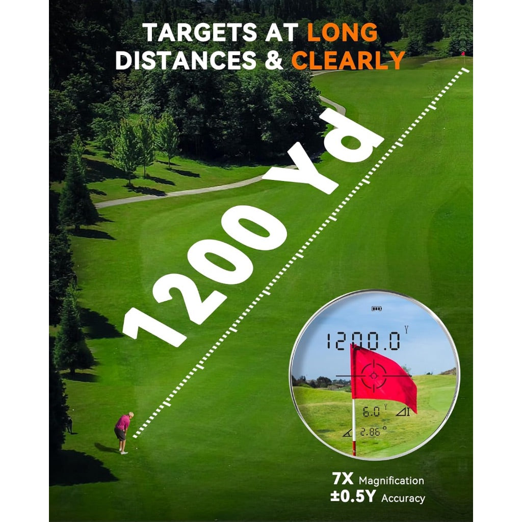 SUNPOW Golf Rangefinder with Slope, High Precision Laser Range Finder for Golfing/Hunting, 1200 Yards, 7X Magnification, Flag Pole Locking Vibration, Rechargeable Range Finders with Magnet Stripe