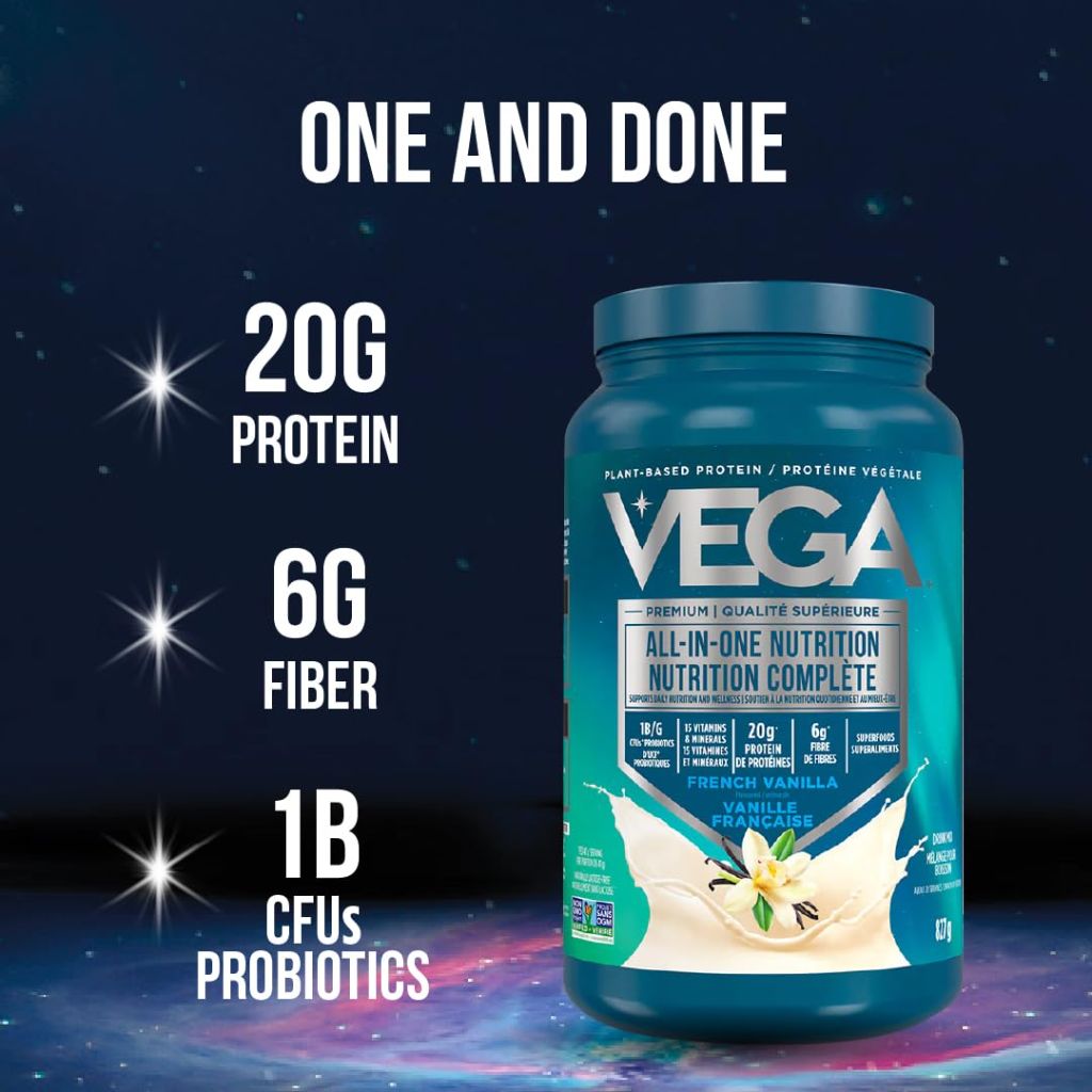 Vega All in One Nutrition Organic - 20g Plant-Based Pea Protein, Unsweetened, 20 Servings, Vitamins A & C, Probiotics, Greens, Vegan, Keto, Gluten Free, 26.9oz (Packaging May Vary)