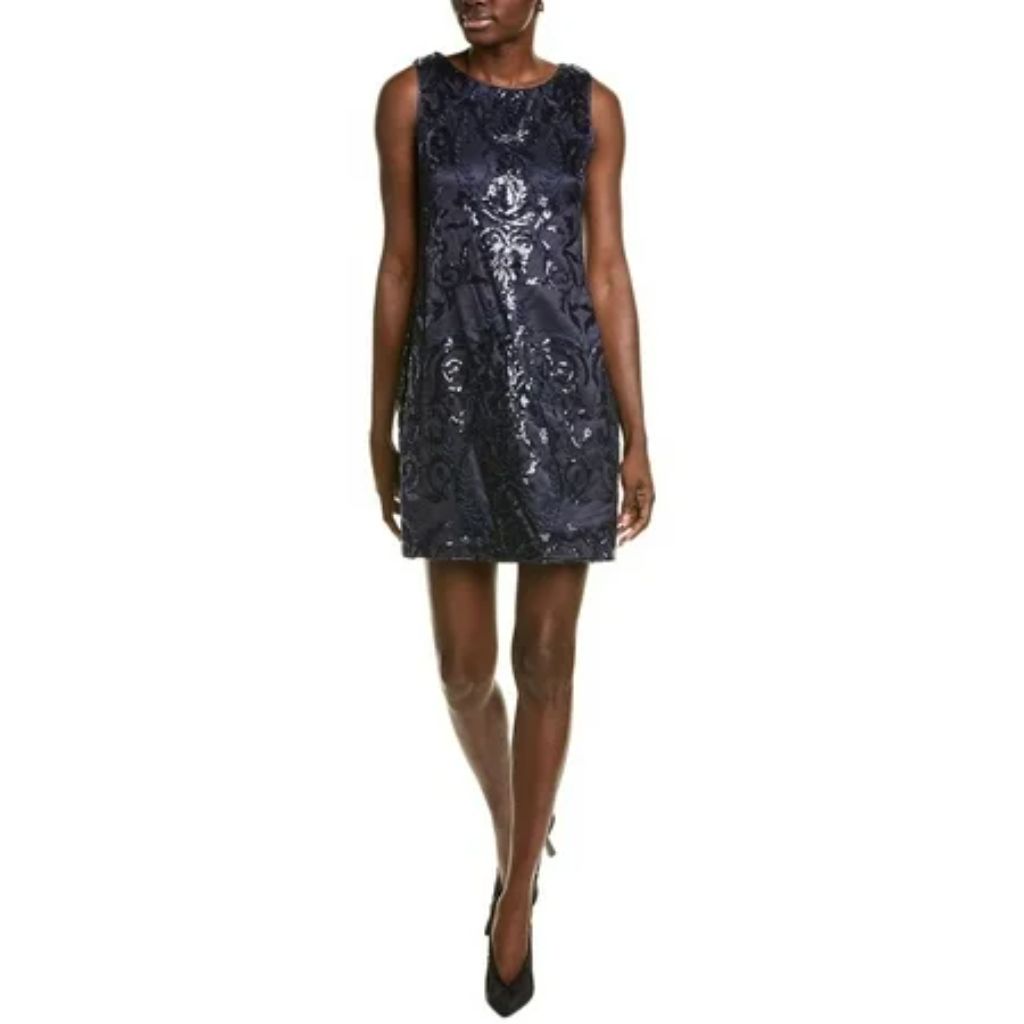 Vince Camuto womens Sequin Printed Mini Dress  8  Blue