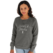 Illinois Illini Women's Burnout Script Crewneck Sweatshirt