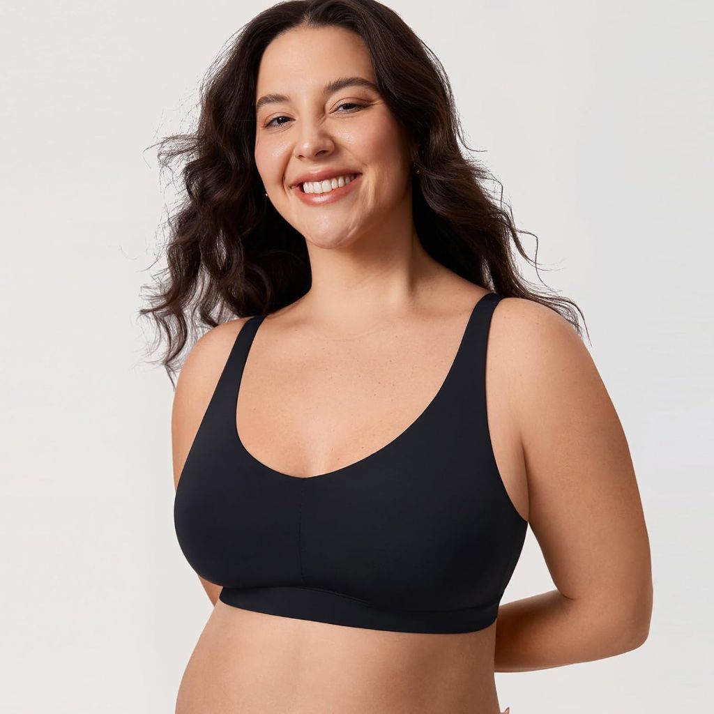 SZ 42D, DELIMIRA Women's Seamless Bra Full Coverage Bralette Plus Size No Underwire Unlined Bras
