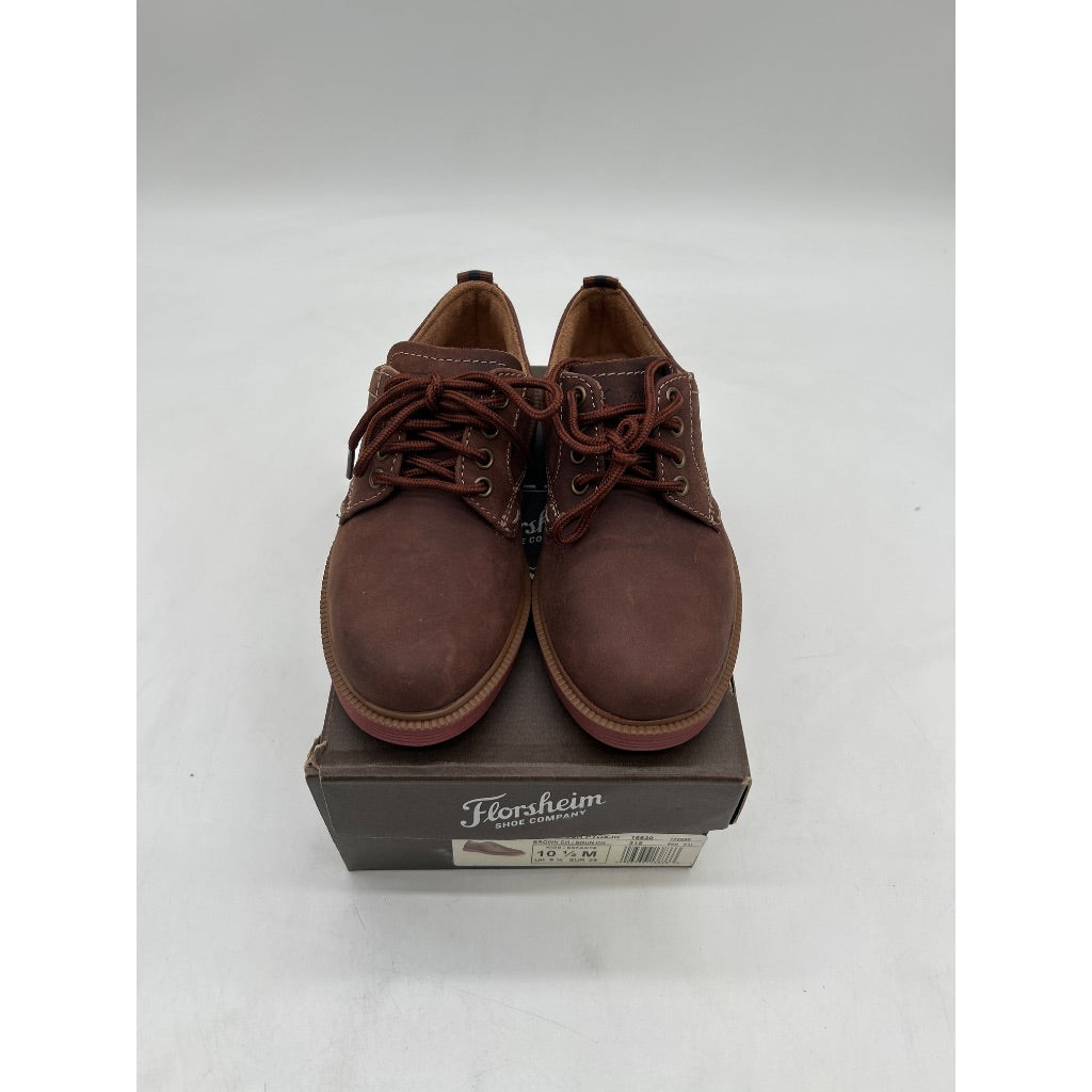 Florsheim Kid's Supacush Plain Toe Oxford Shoe, Brown Crazy Horse/Brick Sole - Size 10.5 Little Kid