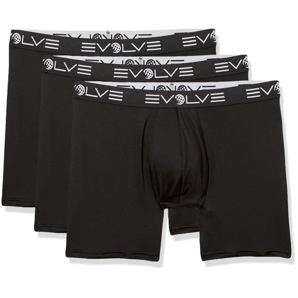 EVOLVE Men's Sport Mesh 3 Pack 6'' Boxer Briefs, Large