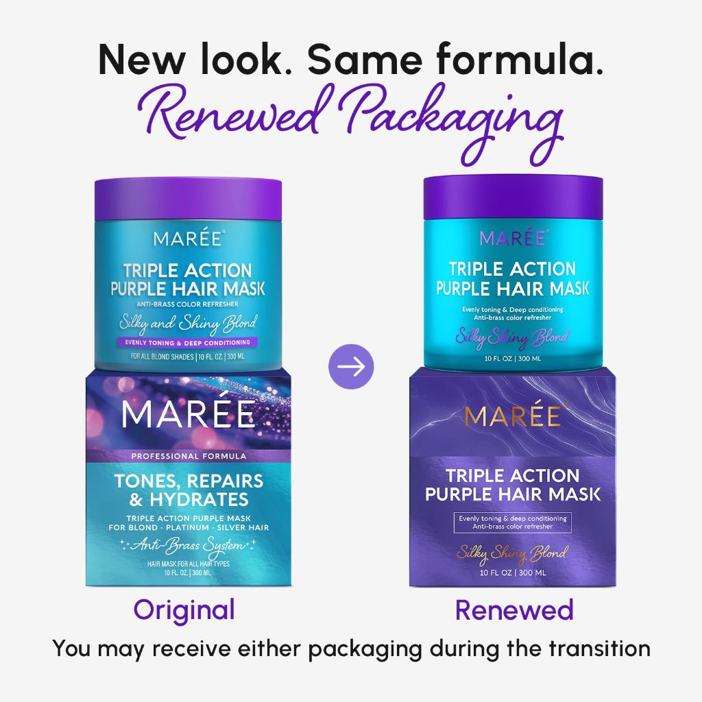 MAREE Deep Conditioning Purple Hair Mask for Blonde Hair – Purple Toner for Brassy, Bleached, Silver, or Color Treated Hair