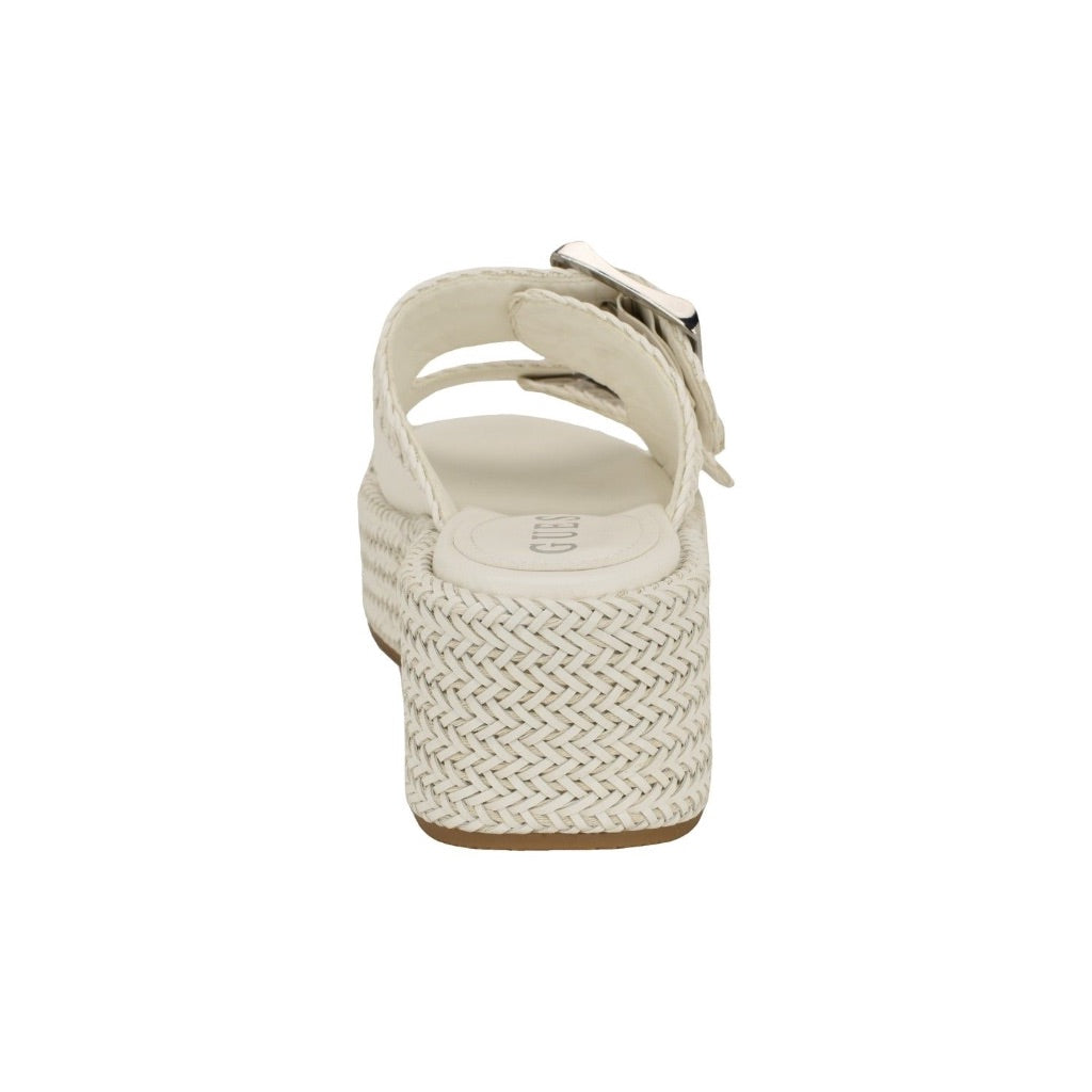 Guess Women's Binks Double-Buckle Woven Platform Wedge Sandals - Ivory, Size 11