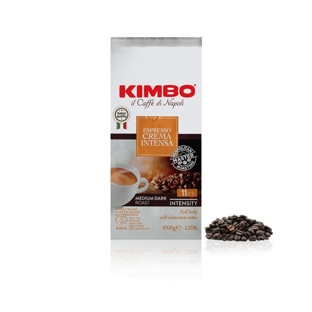 Kimbo Espresso Crema Intensa Whole Bean Coffee - Medium to Dark Roast, Cinnamon Flavor - 2.2 lb.