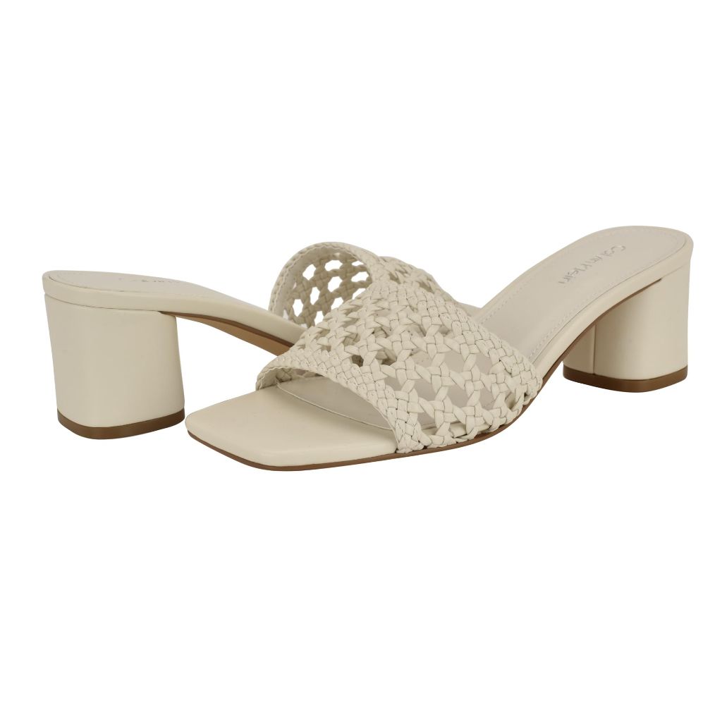 Calvin Klein Women's Brianny Heeled Sandal, Ivory 150, 7