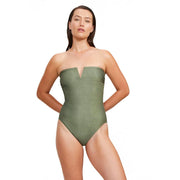 Gottex Luma Women's High End Bandeau High Leg One Piece - Olive - 10