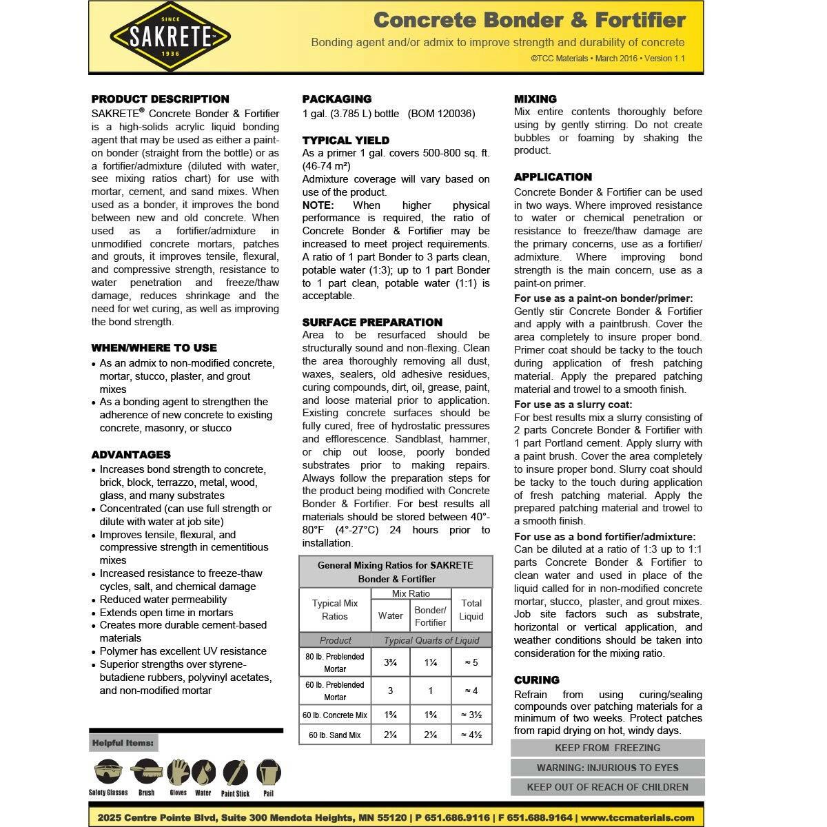 Sakrete Concrete Bonder & Fortifier, White Semi-Gloss, 1 gal.